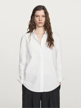 Massimo Dutti White Textured button down shirt
